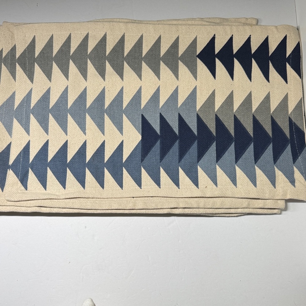 World Market Geometric Blue and Gray Patterned placemat x 6